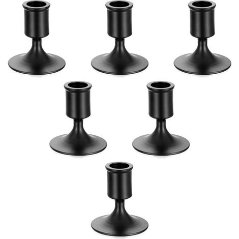 Pair Schwarzer Halloween-kerzenständer-kronleuchter – Set Mit 6 Kleinen Dekorativen Metallkerzenständern Für Hochzeiten, Stumpenkerzen, Weihnachtsdekoration, Adventskalender, Moderne Tischdekoration