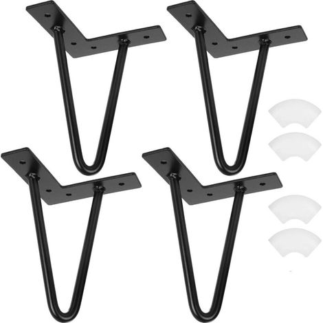 Pair Set Mit 4 Industriellen Haarnadel-tischbeinen, 10 Cm / 6 Zoll, Tischstütze Aus Schmiedeeisen, Schwarze Metallmöbelbeine Für Couchtische, Niedrige Schränke, Tv-ständer