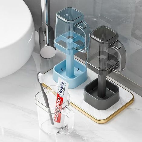 Pair Zahnbürstenhalter Aus Polypropylen Fürs Badezimmer – Zahnpastahalter Mit Styroporboden – Badezimmer-accessoire-organizer (schwarz)