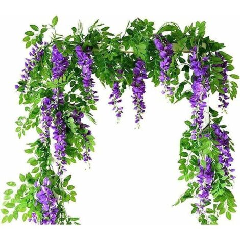 Pair Künstliche Glyzinienranken, 2 Stück. Künstliche Seidenblumen Aus Irland. Künstliche Ranken Für Garten, Außenwand, Begrünung, Dschungel-look, Partys, Hochzeiten Und Torbögen.
