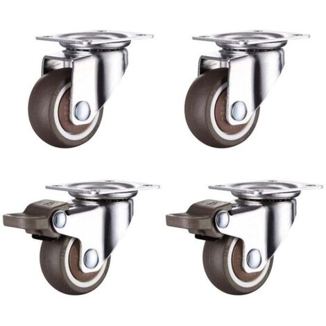 Pair Set Mit 4 50-mm-möbelrollen Mit Bremsen, Kleine Universal-möbelrollen, 360-grad-drehung, Gummirollen, Geeignet Für Alle Böden, Möbel, Regale, Spielzeugkisten Usw.