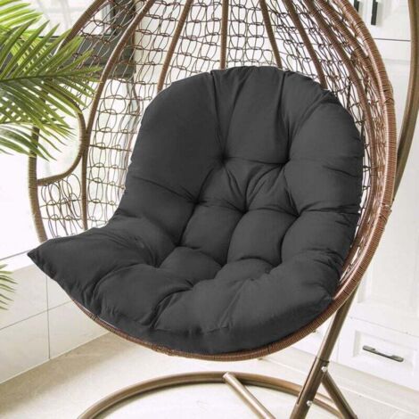 Pair Rattan-stuhlkissen, Hänge-eierschaukel-rattan-stuhlkissen, Garten-terrassenkissenbezug, Schwarz, 80 X 120 Cm