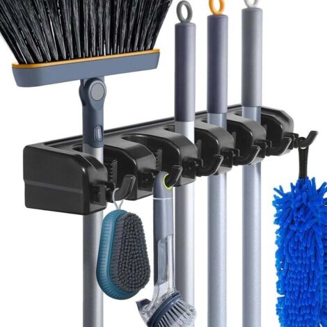 Pair Wandmontierter Besen- Und Mopphalter, Gartengeräte-organizer, Garagenregal, Aufbewahrungs- Und Organisationslösung Für Die Waschküche Mit Haken, Robust