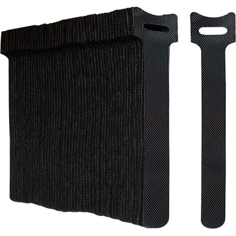 Pair Packung Mit 100 Schwarzen Kabelbindern, Wiederverwendbare Klett-kabelbinder Mit Hakenverschluss Für Kabelmanagement Und -organisation