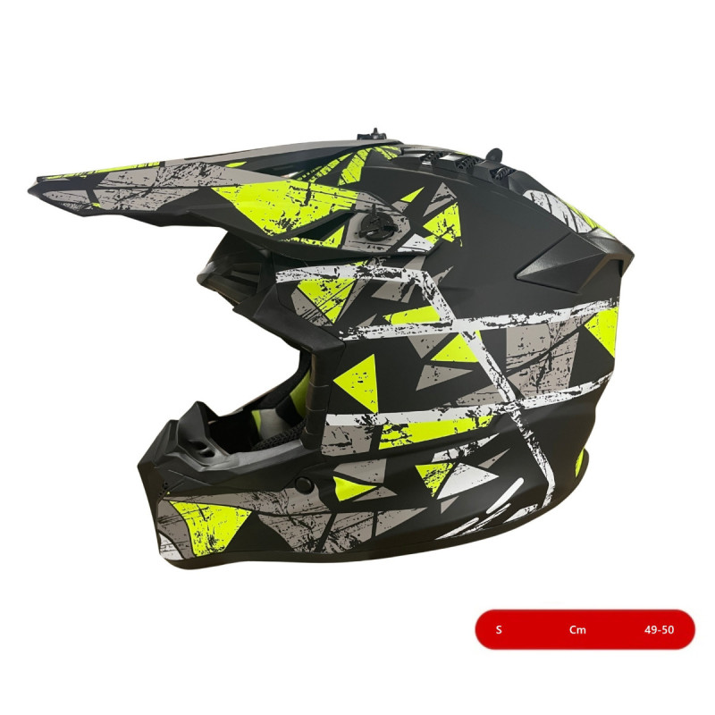 Kinder-motocross-/enduro-helm Für Motorrad, Atv, Fahrrad – Größe S (49–50 Cm), Matt Schwarz Mit Neongelbem Design