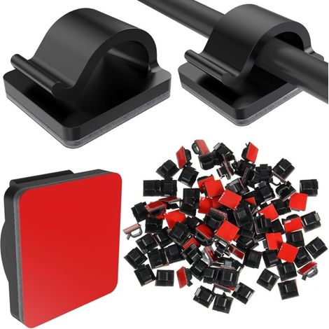 Pair Packung Mit 100 Selbstklebenden Kabelclips Für Lichterketten – Verbesserte Wandhalterung Für Ein Besseres Kabelmanagement – Weihnachtsbeleuchtung Unter Dem Schreibtisch (klein, Schwarz)