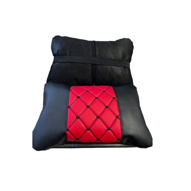 Set Aus 2 Universellen Auto-nackenkissen, Rot Mit Schwarzer Naht