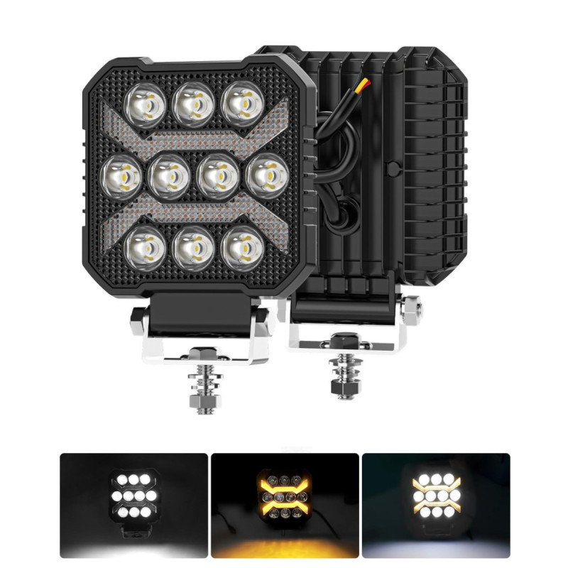 Universelle Leistungsstarke Led-scheinwerferlampe Mit Weißem Licht Und Gelbem Drl-tagfahrlicht 1500 Lm 12–24 V