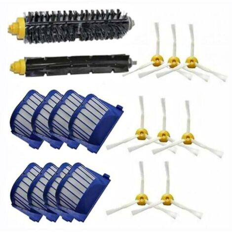 Pair Zubehörset Für Irobot Roomba 600, 620, 630, 650, 660, 8 Seitenbürsten, 8 Filter, 1 Walze