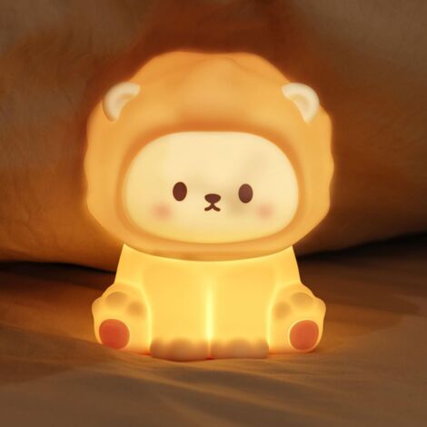 Pair Night Light For Kids Room Cute Lion Cat Design Soft Silicone Led Lamp For Kids Room Decor [energy Class G]
