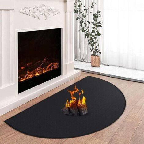 Pair Tapis De Cheminée Ignifuge, Tapis De Cheminée Ignifuge, Tapis De Foyer, Protège Le Tapis De Sol Des Étincelles Et Des Braises, Noir, 0,5 Mm, 102 X 60 Cm