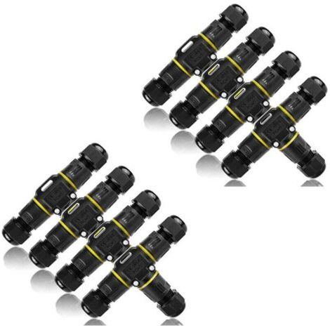 Pair Wasserdichter T-verbinder, 8 Wasserdichte Ip68-kabelverbinder, 3-wege-anschlussdose, Für Kabel Mit Einem Durchmesser Von 3 Bis 12 Mm,