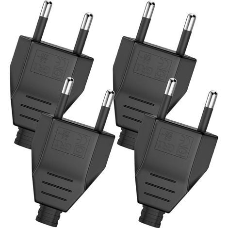Pair 4 Stück Flache Europäische Stecker, Männlicher Elektrostecker 250v 2,5a, Eurostecker, Dekorativer Haushaltsstecker Für Einbau Oder Austausch (4-schwarz)