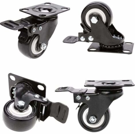 Pair Lenkrollen Mit Bremse, 50 Mm Gummiräder Für Möbel, Schwenkbar Mit Bremse, Leise Und Stabil (schwarz)