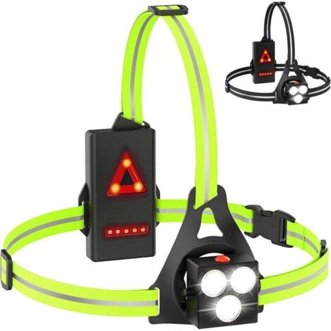 Pair Wiederaufladbare Led-laufleuchte Für Die Brust, 120° Verstellbar, 500 Lumen, Laufleuchte Mit Reflektierenden Streifen Zum Joggen Und Gehen, (drei Leuchten) [klasse A+++]