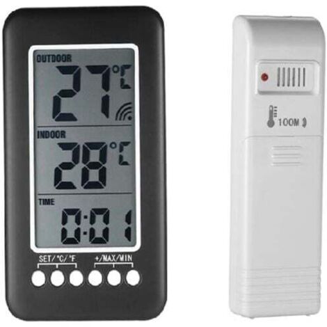 Pair 2-in-1 Funk-thermometer Mit Uhr Für Drinnen Und Draußen, Lcd-display, Digitale Temperaturanzeige (℃/℉) Mit Sender