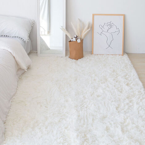Pair Alfombra Mullida De 160 X 230 Cm Para Sala De Estar, Dormitorio Y Sofá (blanca).