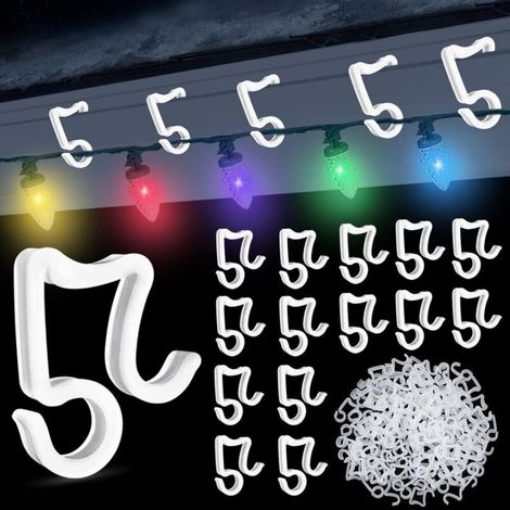 Pair 100 Stück Weihnachtslichterhaken, Dachrinnenhaken Für Den Außenbereich, Kunststoff-weihnachtslichterclips Für Dekorative Dachrinnen- Und Schindelbeleuchtung – Weiß