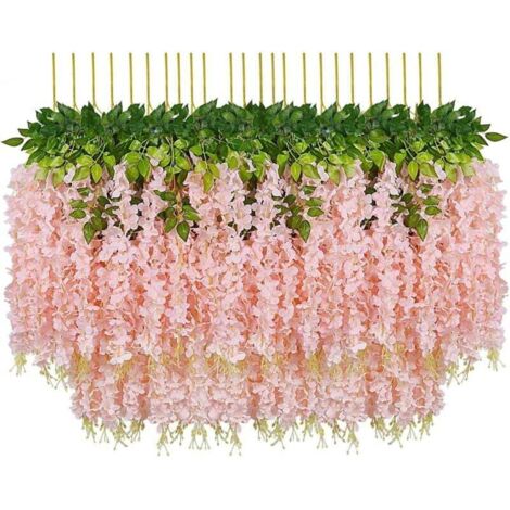 Pair Set Mit 24 Künstlichen Glyzinienranken Aus Seide, Hängende Girlande Für Zuhause, Garten, Hochzeit, Partydekoration (24er-set, 110 Cm, Hellrosa)
