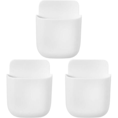Pair 3-teiliger Fernbedienungshalter, Wandmontierter Multimedia-organizer, Aufbewahrungsbox Für Tv-fernbedienungen (weiß)