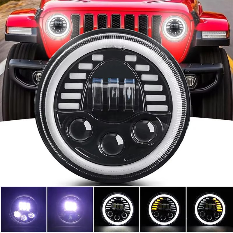 Universeller 7-zoll (18 Cm) Led-halogen-scheinwerfer 12v–24v, Abblend-/fernlicht Mit Drl-tagfahrlicht Und Weiß-gelbem Blinker, 7