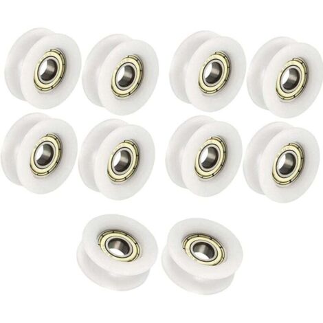 Pair 6x24x9mm Weiße U-förmige Führungsrolle Mit Kugellager Für Möbelrollen, 10er-packung