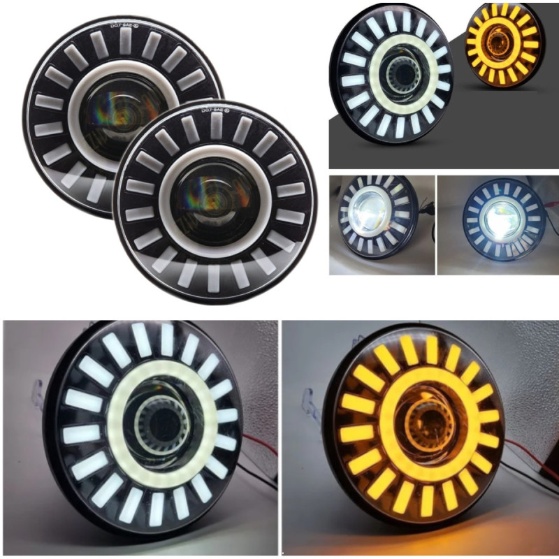 2er-set Universelle 7 Zoll (18 Cm) Led-halogen-scheinwerfer 12v–24v, Abblend-/fernlicht Mit Drl-tagfahrlicht