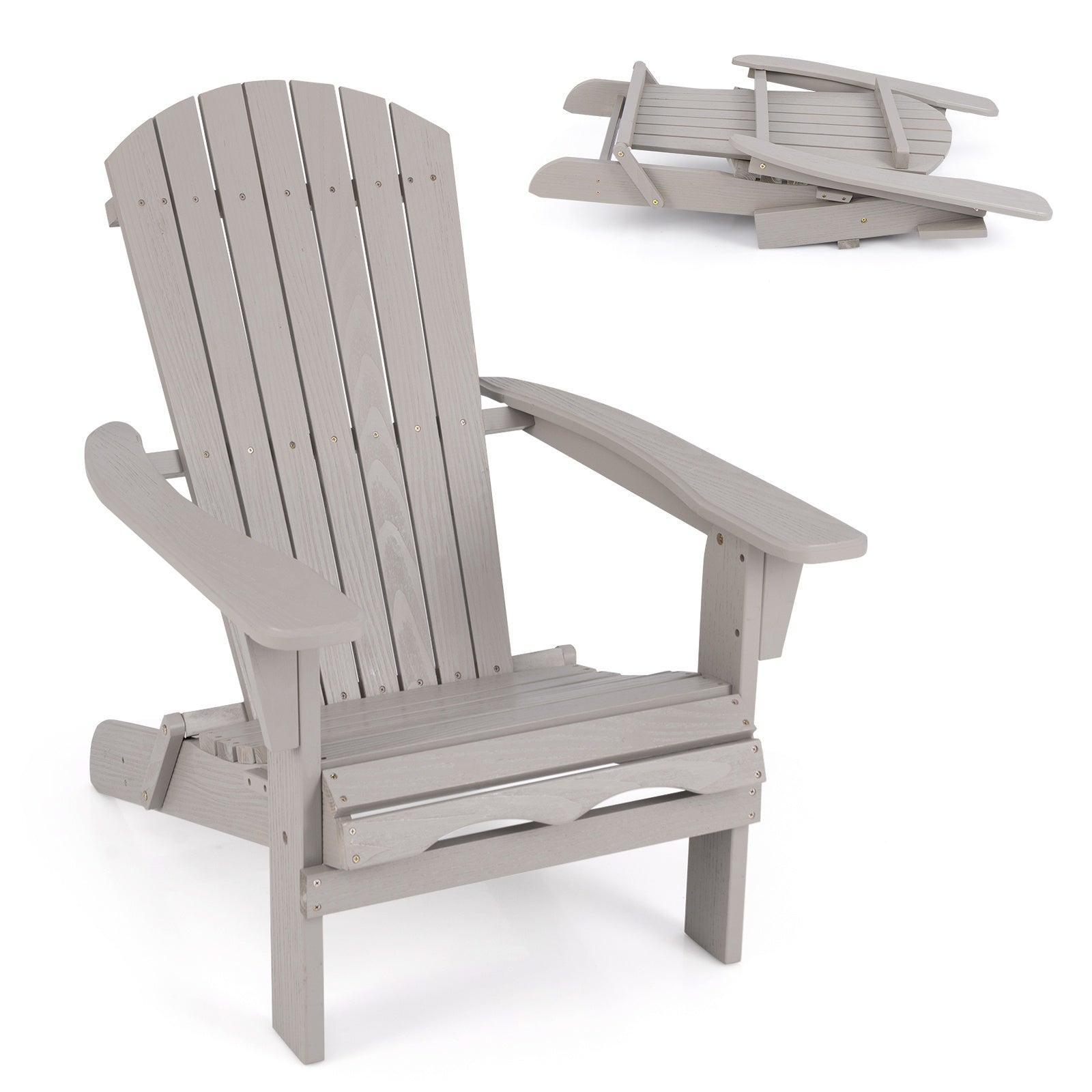 Klappbarer Adirondack Stuhl Graues Holz Hohe Ruckenlehne 216037608 216037608