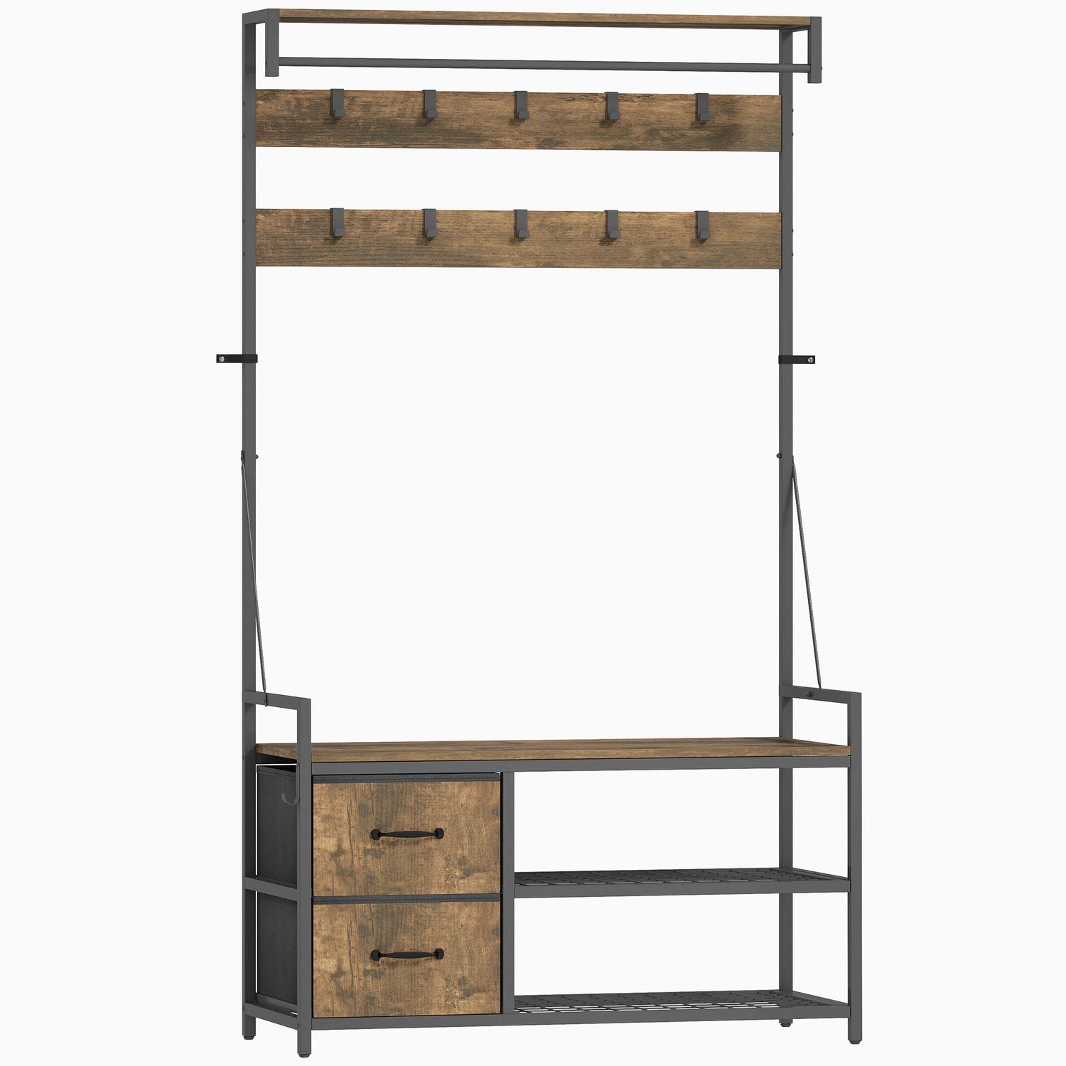 Garderobenstander Mit Bank Schuhregal 10 Haken 2 Stoffschubladen 218093869 218093869
