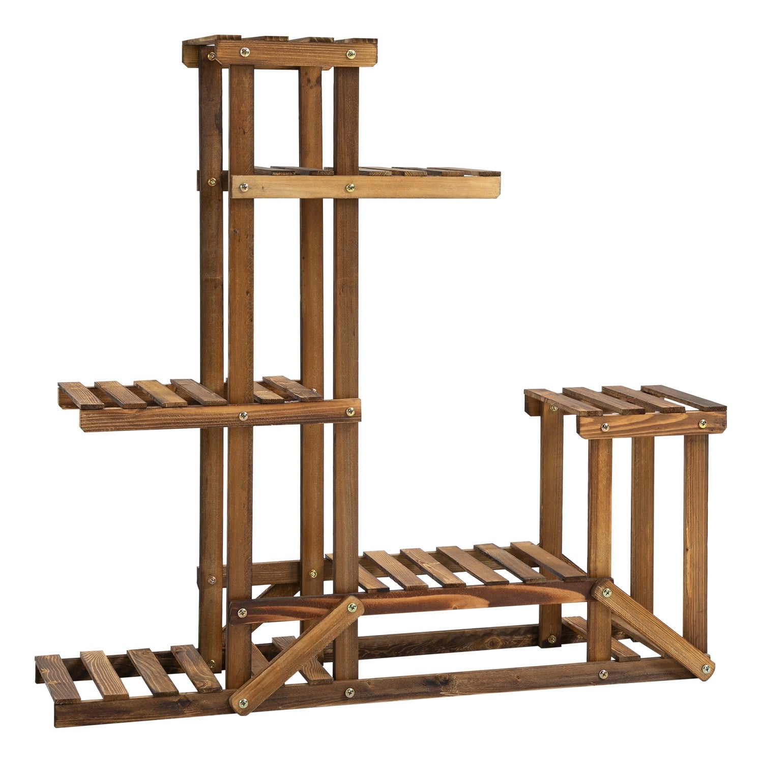 Pflanzenregal Massivholz Blumenstander Mit 6 Ebenen Verkohlt 98x28x965cm Fur Garten Balkon 215609726 215609726