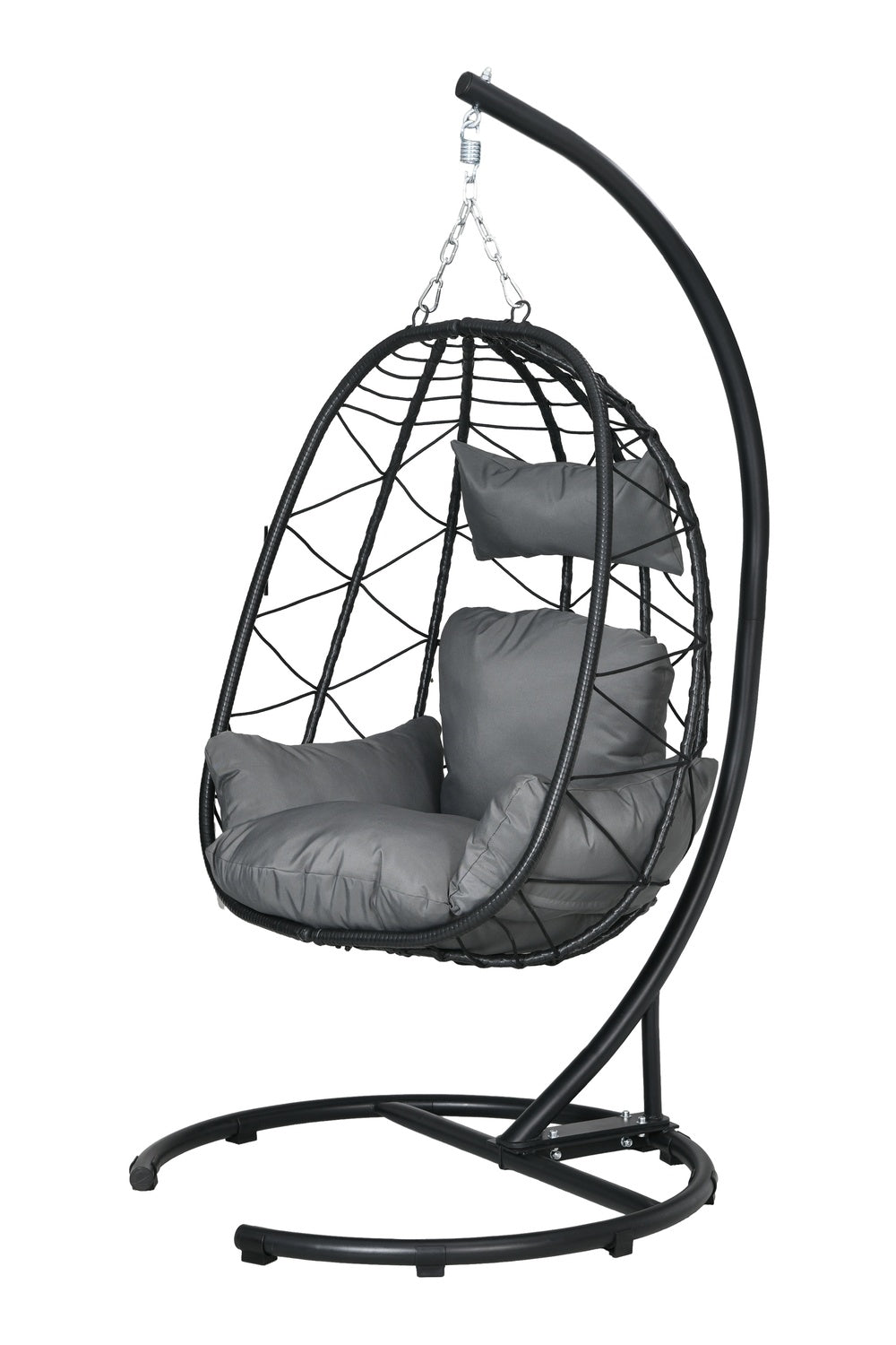 Hangesessel Rattan Hangestuhl 195 Cm Hoch Mit Gestell Kissen Und Wasserdichter Abdeckung Fur Garten Und Indoor Bis 150 Kg 215237938