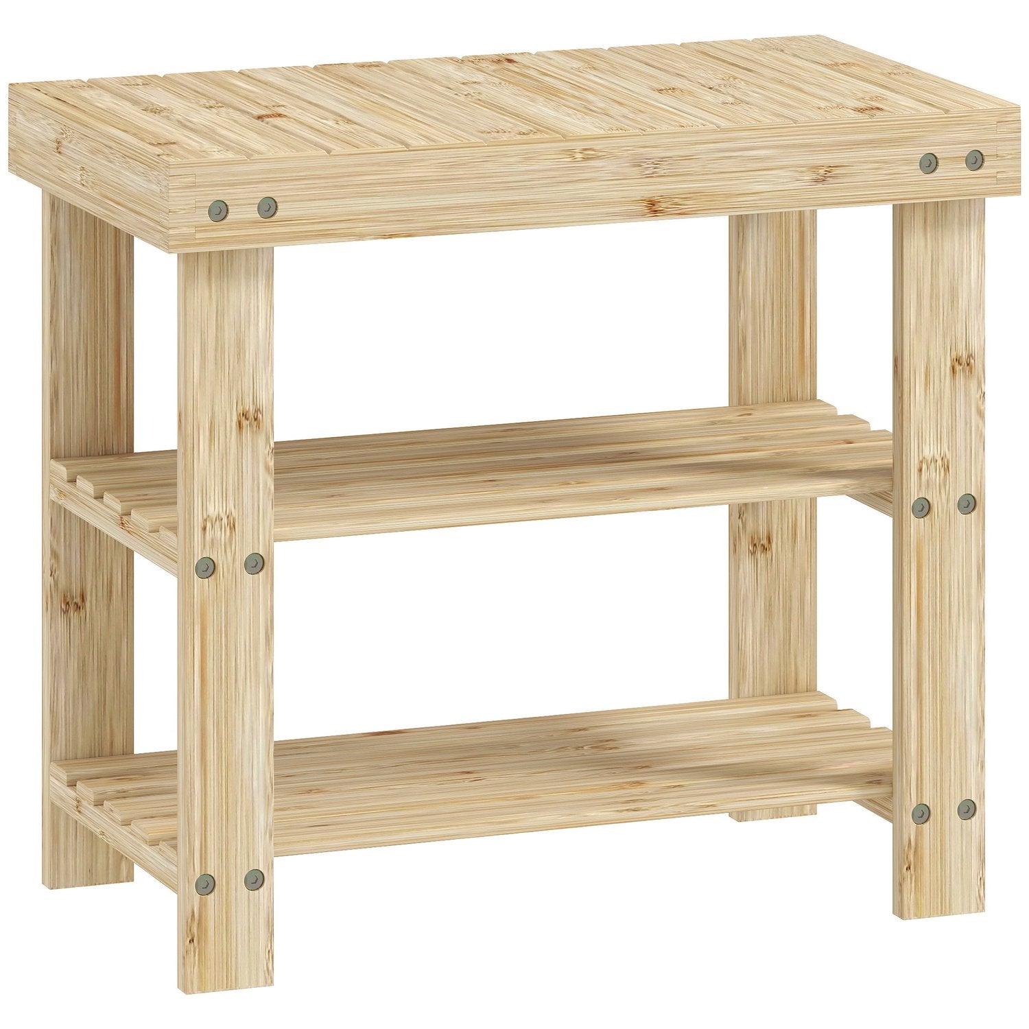Schuhbank Aus Bambus Mit 2 Ablagen 50 X 28 X 45 Cm Natur 216576780