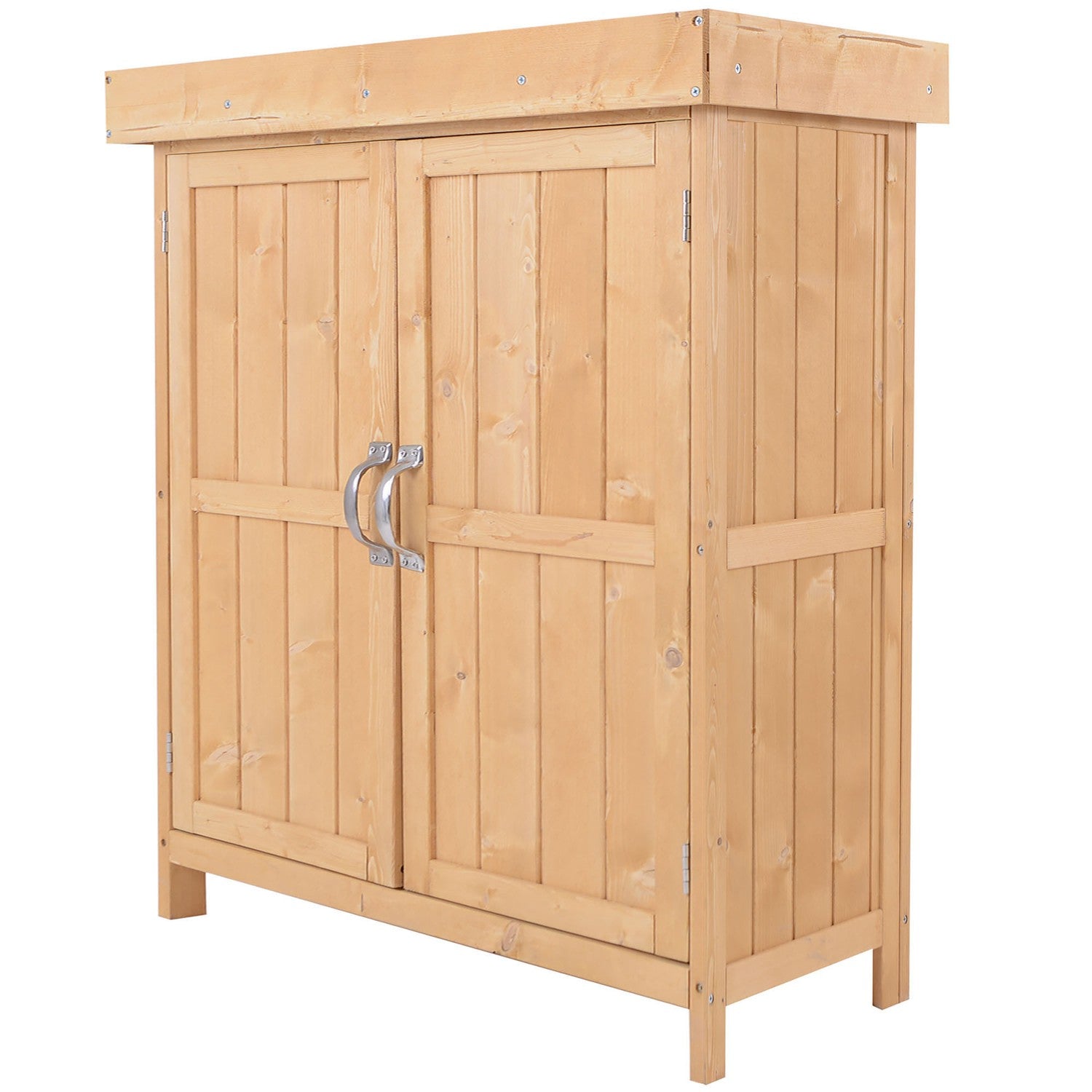 Gartenschrank Gerateschrank Mit Doppeltur 2 Facher Wetterfest Tannenholz Natur 74x43x88cm 215237953 215237953
