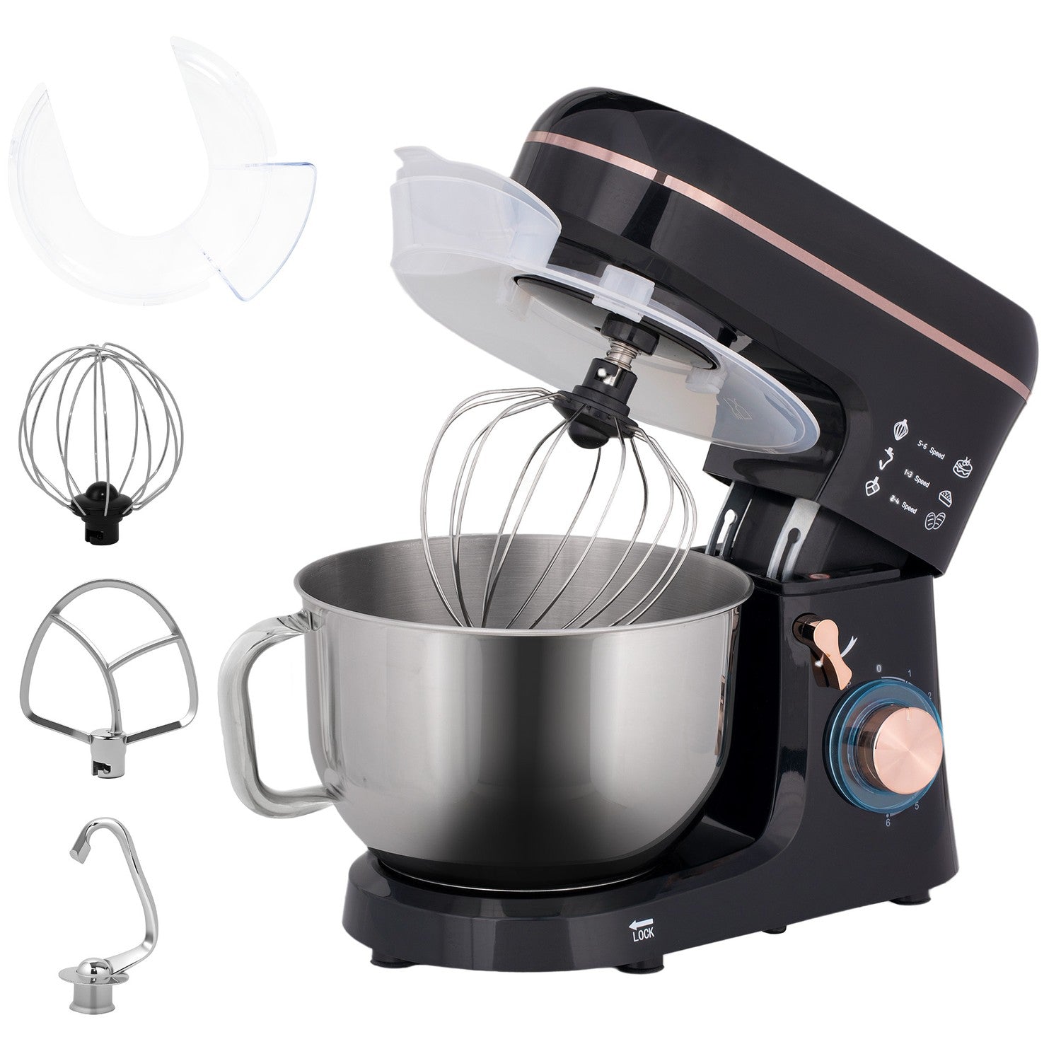 Standmixer 6 Geschwindigkeiten 55 L Edelstahlschussel Schwarz 215609722
