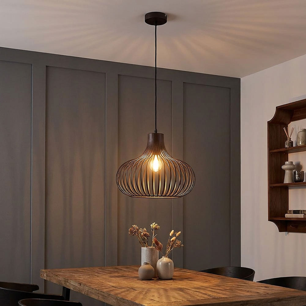 Hängeleuchte Pendelleuchte Wohnzimmerlampe Led Rostfarben Metall H 150 Cm