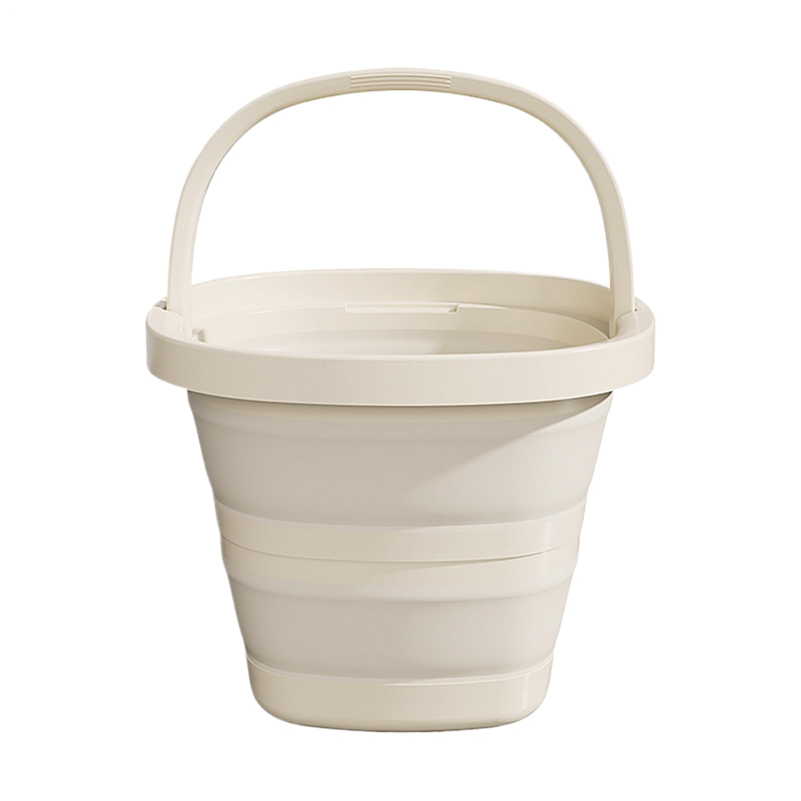 Faltbarer 10-liter-eimer Mit Griff, Rutschfestem Boden, Kompakt Und Platzsparend Für Camping, Angeln, Gartenarbeit Und Reinigung, Beige