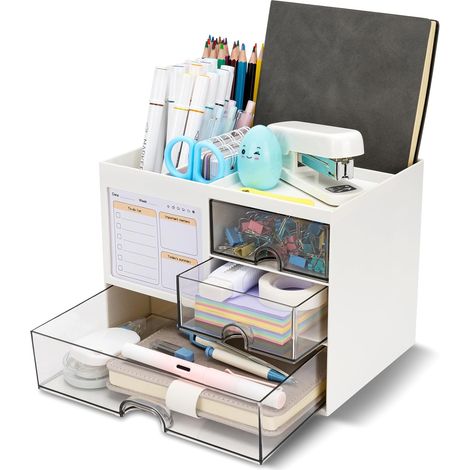 Schreibtisch-organizer Mit 3 Schubladen, Multifunktionale Stiftebox, Schreibtisch-organizer Für Büro- Und Haushaltsartikel, Blau