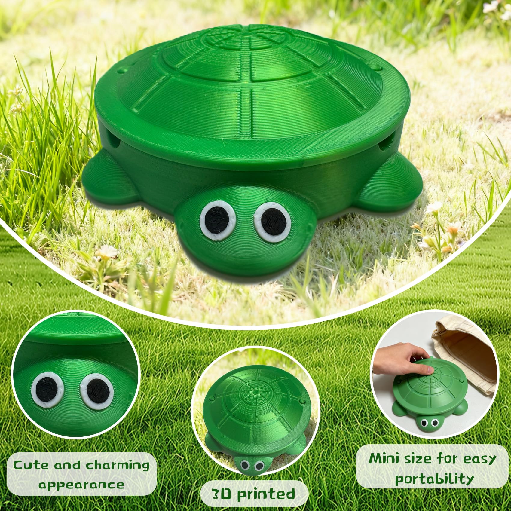 Mini-tischsandkasten „schildkröte“ – Sandkasten In Schildkrötenform Mit Deckel, Miniatur-zen-garten Inklusive Förmchen Und Mini-werkzeugen – Sand Nicht Enthalten (grün)