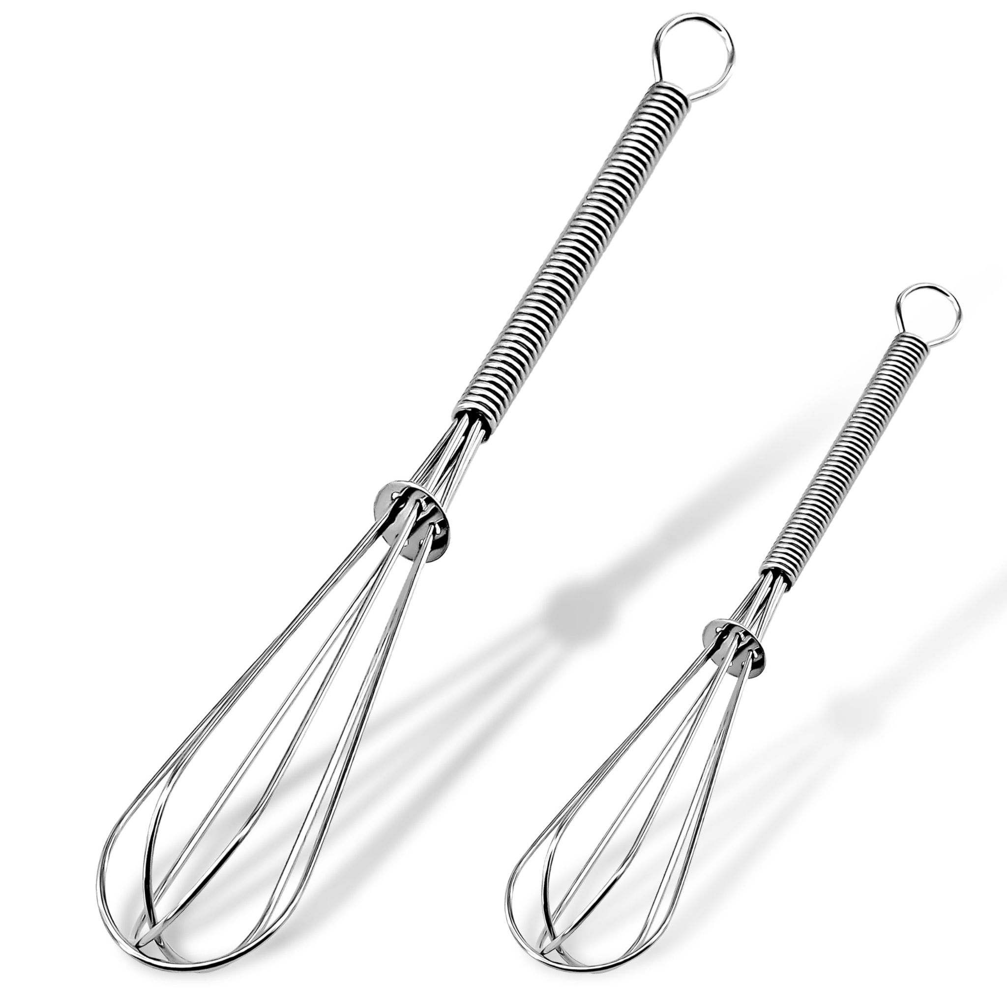 Set Mit 2 Mini-schneebesen — 18 Cm / 13 Cm — Kompakte Und Tragbare Küchen-schneebesen Und -mixer Aus Edelstahl Mit Verstärktem Drahtdesign.