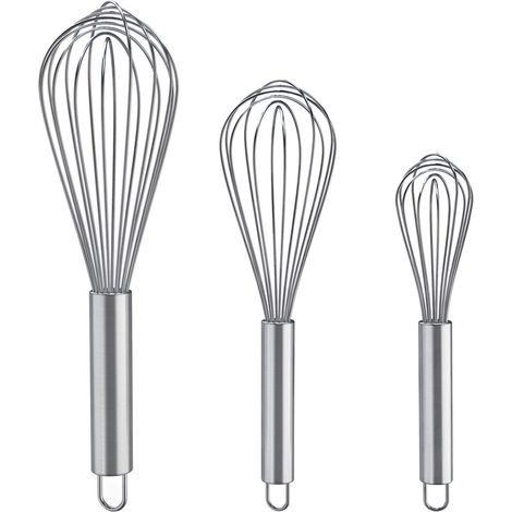 Küchenbesen-set – 3 Edelstahl-schneebesen (ideal Zum Mischen, Schlagen, Rühren Und Verquirlen) – Verbesserte „ballon“-schneebesen – Größen: 20 Cm + 25 Cm + 30 Cm