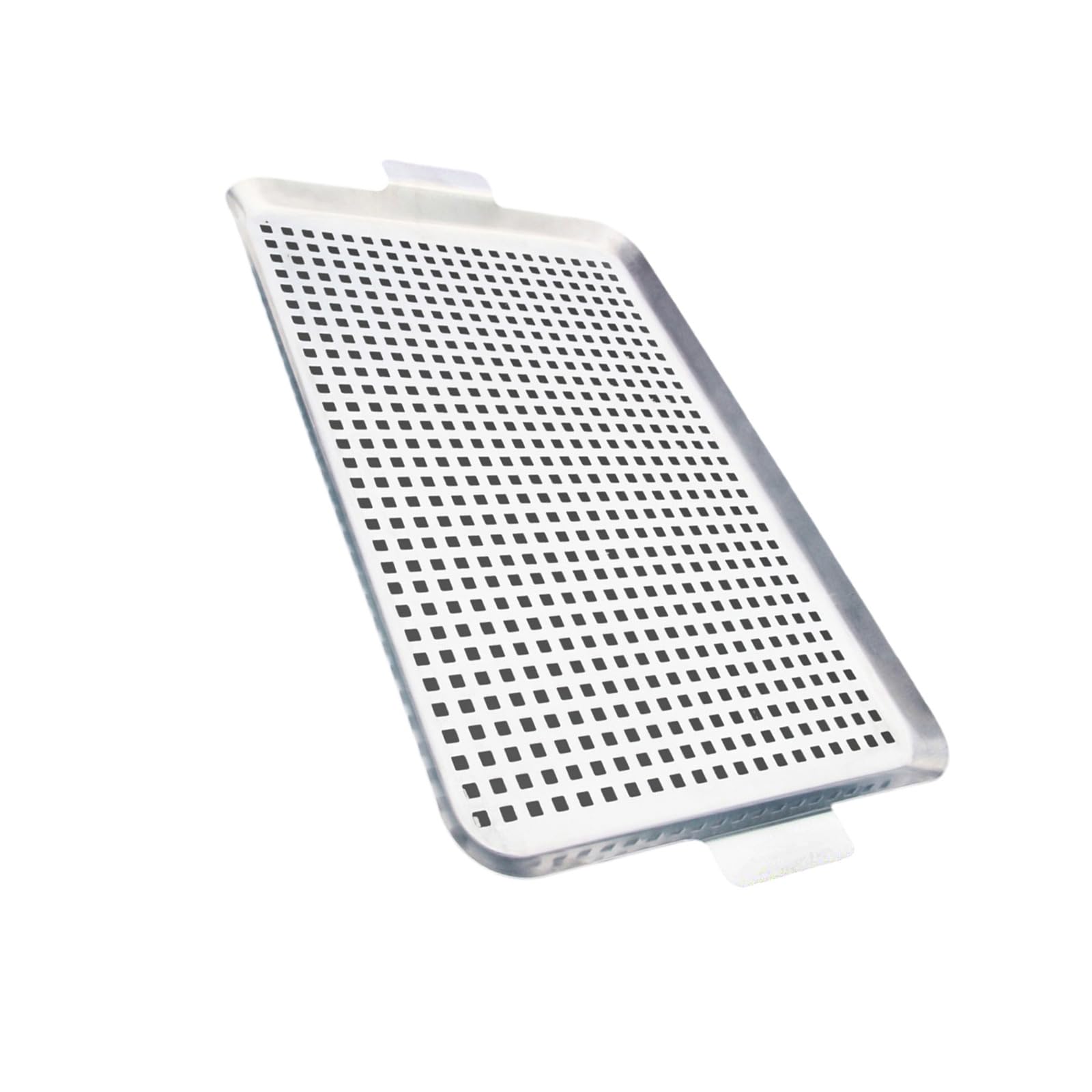 Praktisches Grillset Aus Edelstahl, Inklusive Perforiertem Bratblech Und Griffen. 33 X 18,5 X 2 Cm