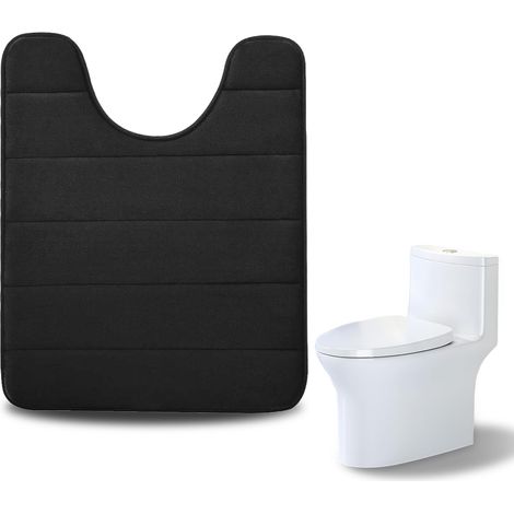 Saugfähige, Rutschfeste, U-förmige Wc-vorleger Aus Waschbarem Memory-schaum Für Das Badezimmer, Schwarz, 50 X 60 Cm