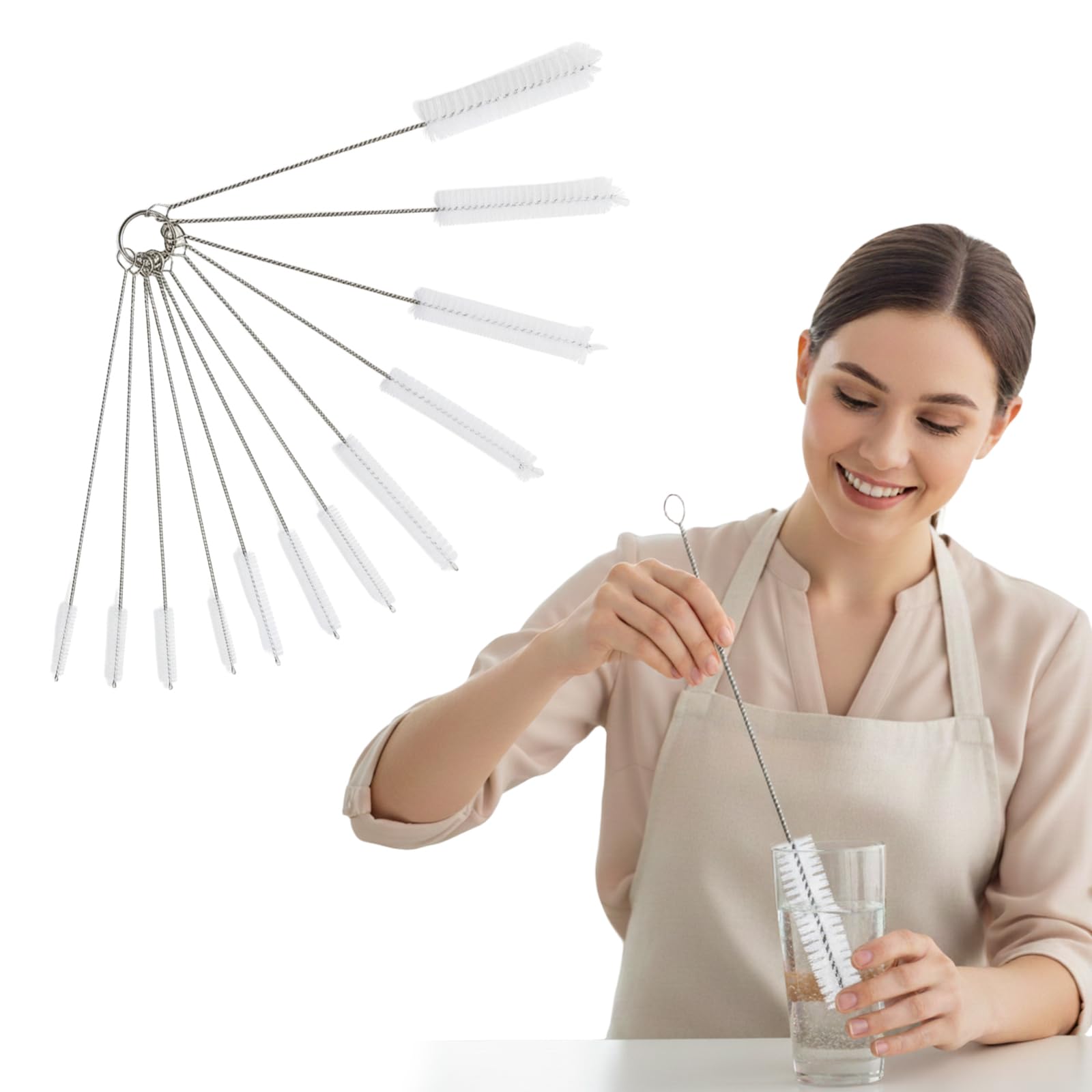 Set Mit 10 Flexiblen Nylon-reinigungsbürsten Für Flaschen, Schläuche Und Becher, Für Wasserflaschen, Becher, Gläser, Aquarienschläuche
