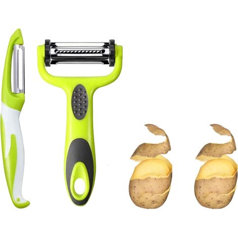 Set Mit 2 Edelstahl-obst- Und Gemüsereiben – 18,5 X 11 X 3,5 Cm – Inklusive Hobel Und Schäler – Tragbare Küchenreibe