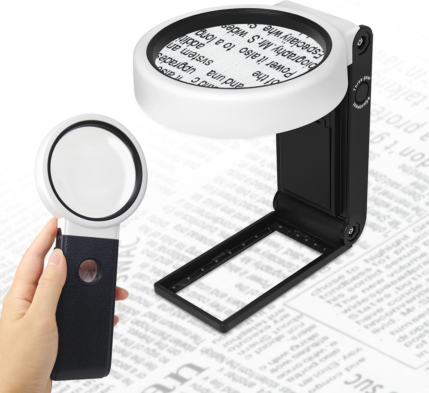 25-fache 5-fache Leselupe, Tragbare Standlupe Mit Led-beleuchtung, Handbeleuchtete Lupe Mit 6 Led-lichtern Zum Lesen, Schmuck, Senioren, Beobachtung Und Basteln