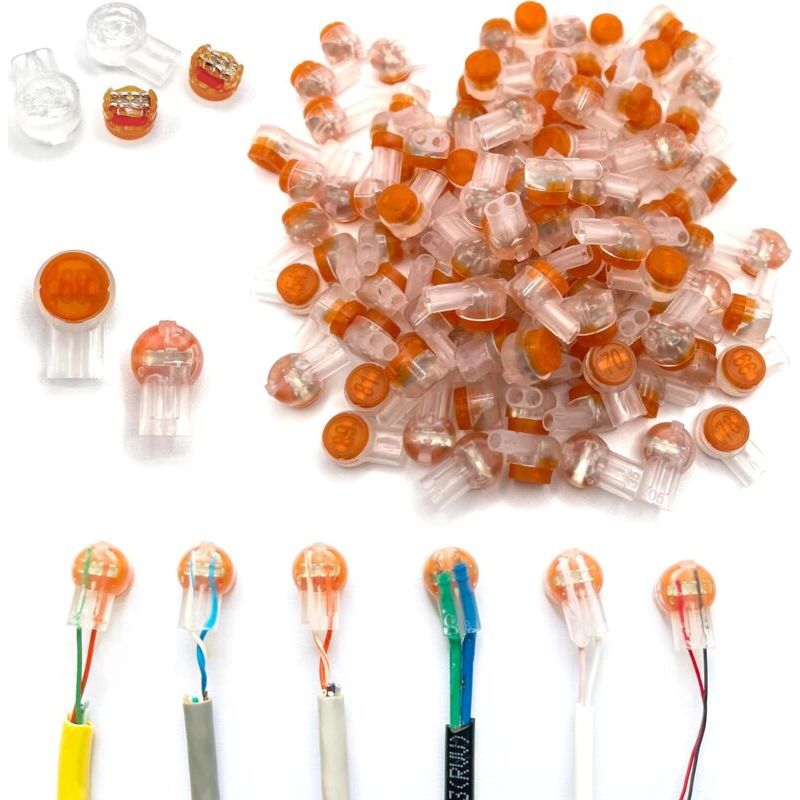Uy2 K2 Packung Mit 100 Wasserdichten, Gelgefüllten Idc-netzwerkkabelverbindern, Feuchtigkeitsbeständige Doppelklingen-gel-crimpverbinder Mit 2 Anschlüssen Für Telefonkabel - Verlängerungskabel