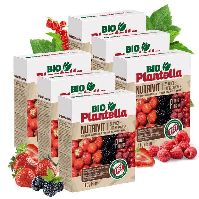 Bio Plantella Ökologischer Dünger Für Erdbeeren, Himbeeren, Brombeeren Und Johannisbeeren, 1 Kg X 6