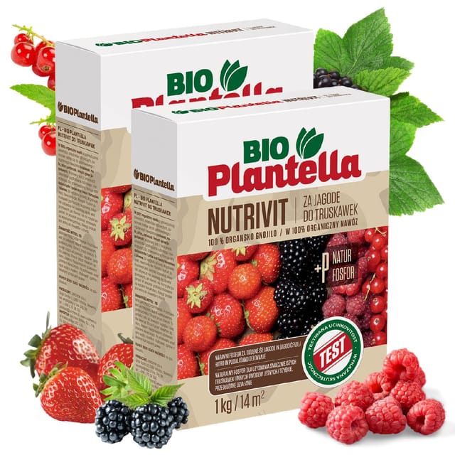 Bio Plantella Ökologischer Dünger Für Erdbeeren, Himbeeren, Brombeeren Und Johannisbeeren, 1 Kg X 2