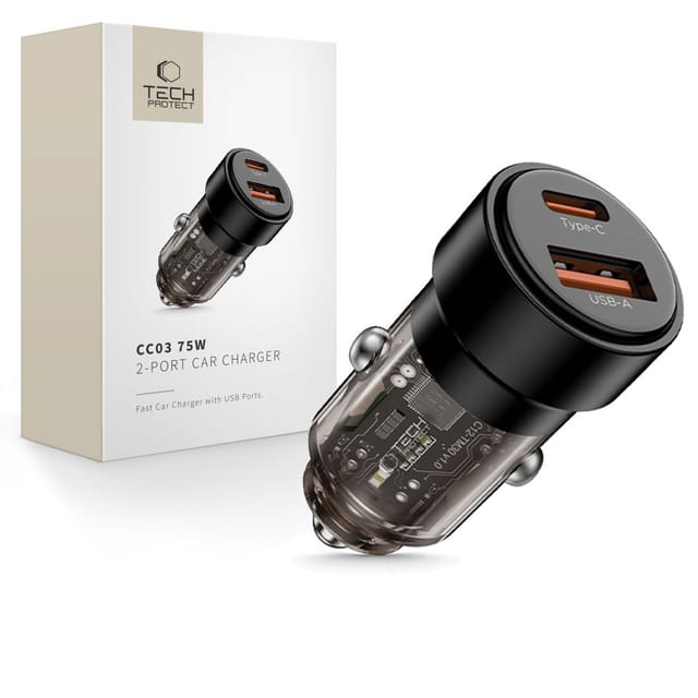 Tech-protect Cc03 2-port-autoladegerät Pd75w Schwarz