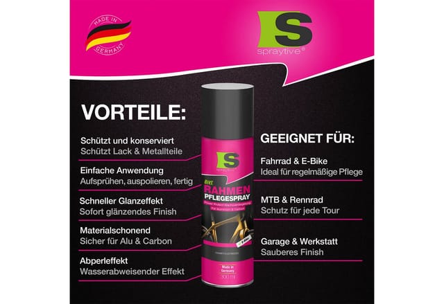 Spraytive 2x 300ml – Rahmen-pflegespray Mit Power Protect Wachsversiegelung – Schmutz- & Feuchtigkeitsabweisend – Für Fahrrad, E-bike